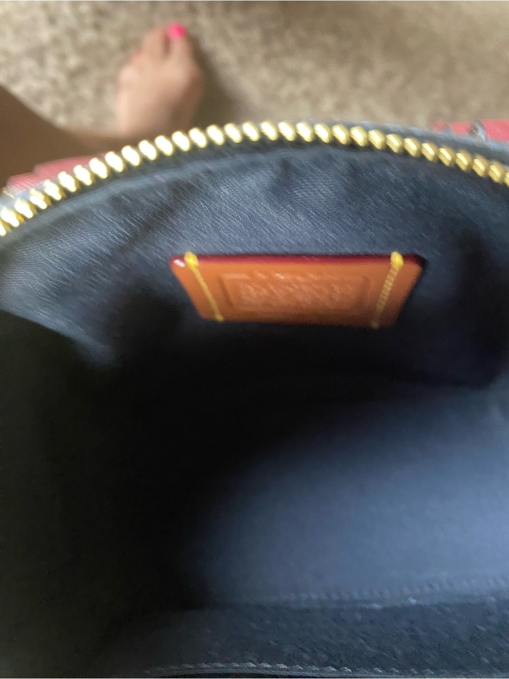 Coach Mini Satchel in Red with Brown Handles and Black Strap - Picture 7 of 7